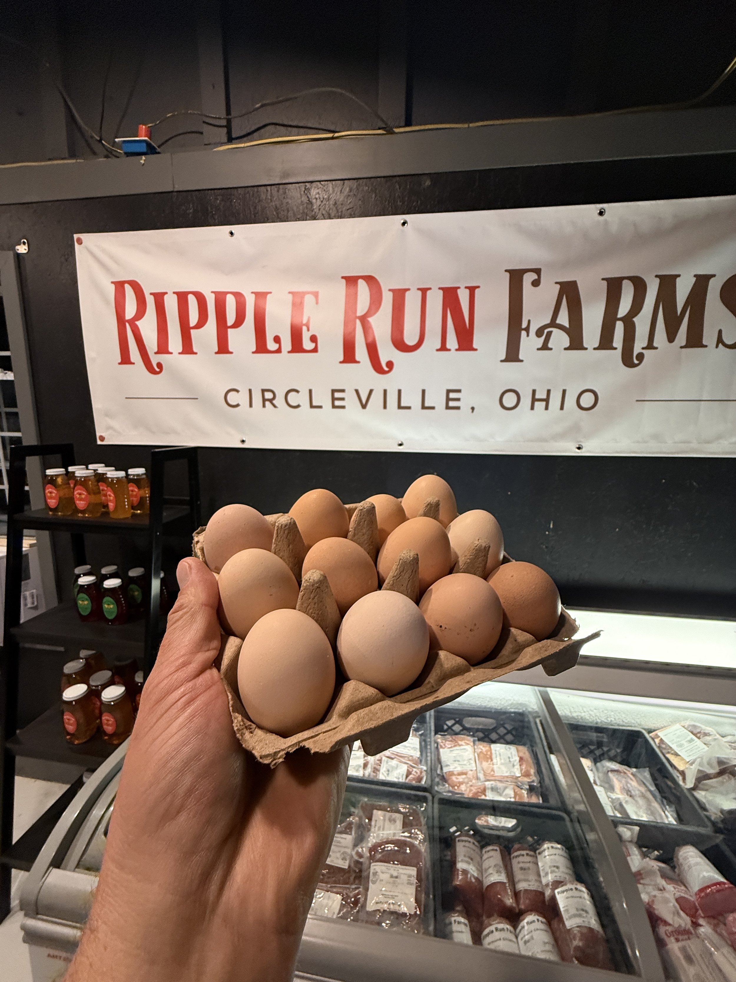 Fresh pasture-raised eggs from Ripple Run Farms in Circleville Ohio